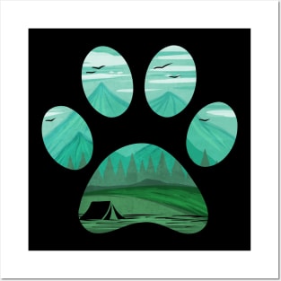 Camping Tent In A Dog Paw On Camping Posters and Art